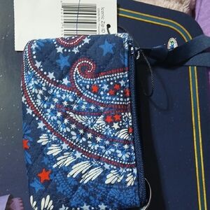 Vera Bradley Navy and Red Paisley Key & Card Holder